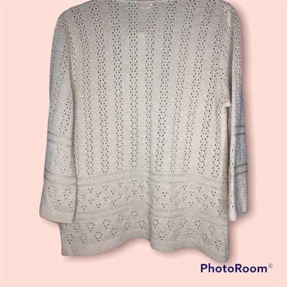 VINTAGE MISS PERNILLA Champagne Delicate Knit Open Cardigan Sweater Size 12 - Picture 2 of 16